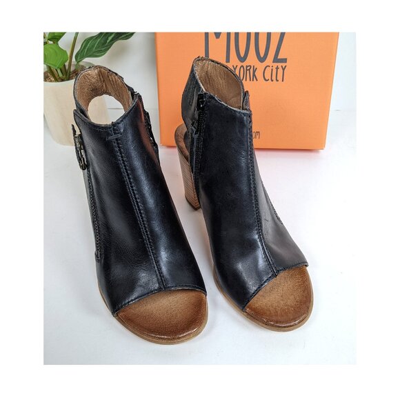 Miz Mooz "Summer" Peep Toe Block Heel Womens Sz 6.5 Leather Sandals Side Zip NWT - Picture 5 of 8